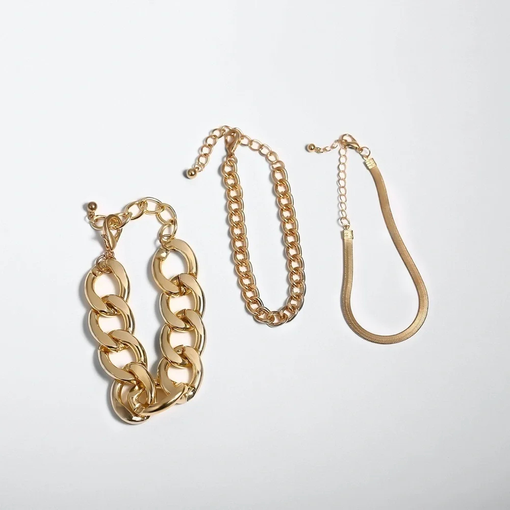 *TALLIE* 3-Pc Gold Chain Fashion Bracelet Set